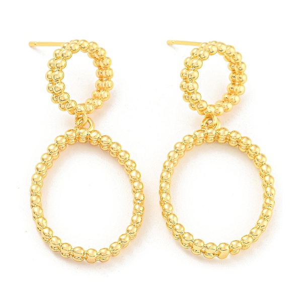 

PandaHall Rack Plating Brass Ring Dangle Stud Earrings, Long-Lasting Plated, Lead Free & Cadmium Free, Round Ring, Real 18K Gold Plated...