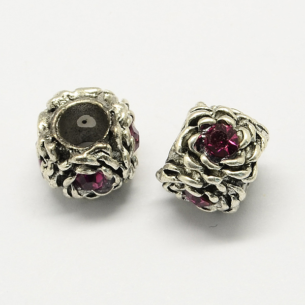 

PandaHall Alloy Rhinestone European Beads, Flower Large Hole Beads, Antique Silver, Amethyst, 12x8mm, Hole: 5mm Alloy+Rhinestone Flower..., Purple