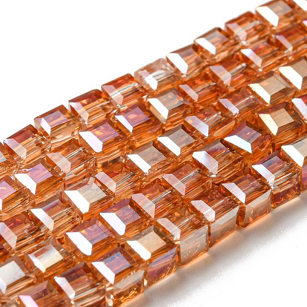 

PandaHall Electroplate Glass Beads Strands, AB Color Plated, Faceted, Cube, Sandy Brown, 7~8x7~8x7~8mm, Hole: 1.5mm, about 97~100pcs/strand...