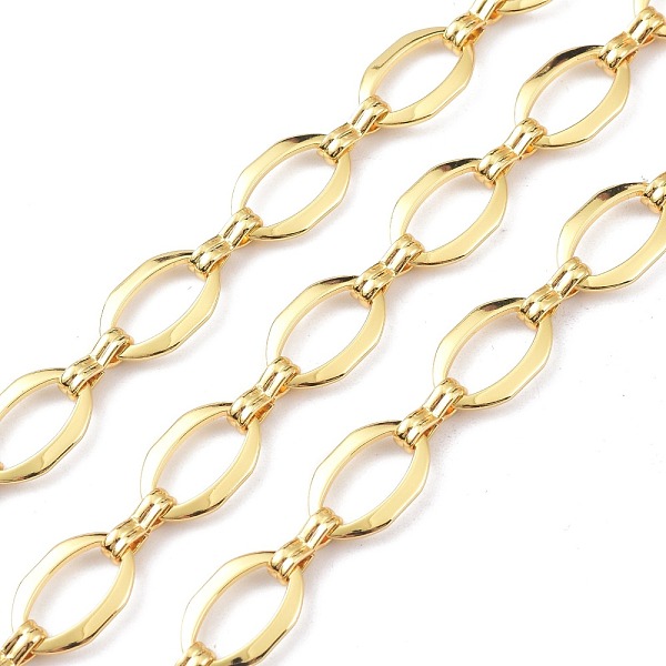

PandaHall Brass Figaro Chain, with Spool, Unwelded, Oval, Real 18K Gold Plated, 15x10x1mm and 9x3.5x2.5mm Brass