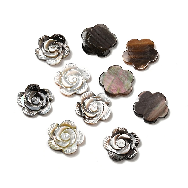 

PandaHall Rose Black Lip Shell Cabochons, 17x2mm Black Lip Shell Flower