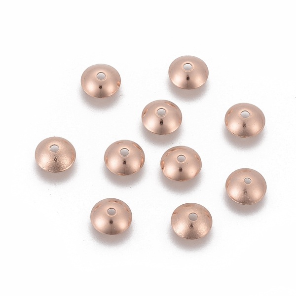 

PandaHall 201 Stainless Steel Bead Caps, Round, Rose Gold, 6x2mm, Hole: 0.5mm 201 Stainless Steel