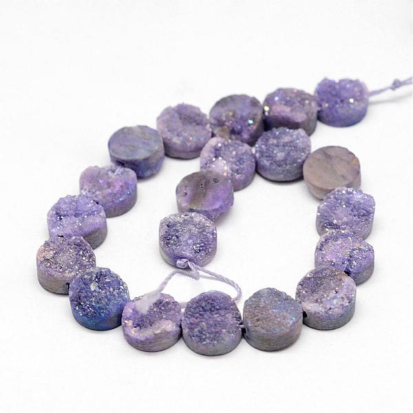 Electroplated Natural & Dyed Druzy Agate Bead Strands