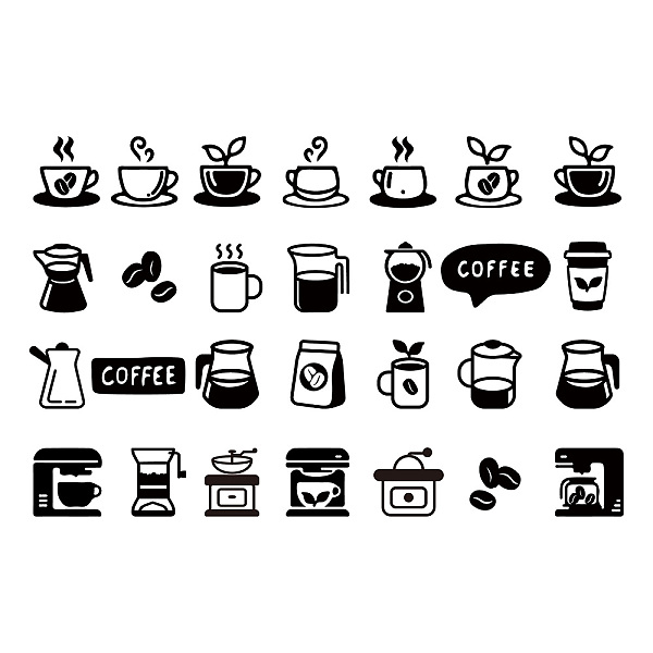 

PandaHall SUPERDANT Coffee Theme Decals Wall Stickers Decor Coffee Cup Coffee Machine Coffee Beans Wall Decor Stickers DIY SWall Art Cafe..., Black