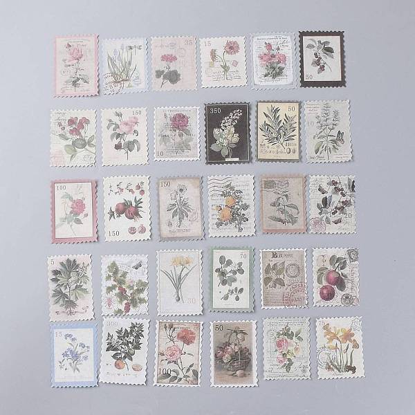 PandaHall Vintage Postage Stamp Stickers Set, for Scrapbooking, Planners, Travel Diary, DIY Craft, Plants Pattern, 6.8x4.7cm, 60pcs/set...