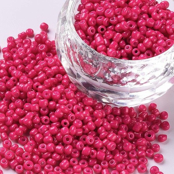 

PandaHall Baking Paint Glass Seed Beads, Camellia, 12/0, 1.5~2mm, Hole: 0.5~1mm, about 3333pcs/50g, 50g/bag, 18bags/2pounds Glass Pink