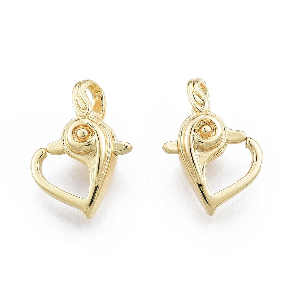 

PandaHall Ion Plating(IP) Heart Brass Lobster Claw Clasps, for Jewelry Making, Real 18K Gold Plated, 17x13x5mm, Hole: 3x3mm Brass Heart