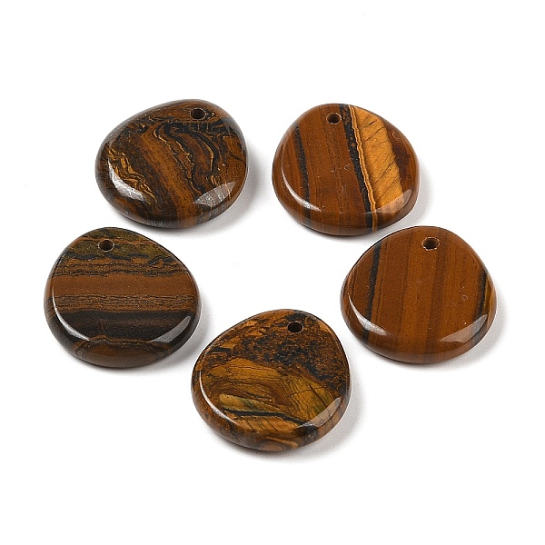 

PandaHall Natural Tiger Eye Pendants, Flat Teardrop Charms, 28x25x6mm, Hole: 2mm Tiger Eye Teardrop