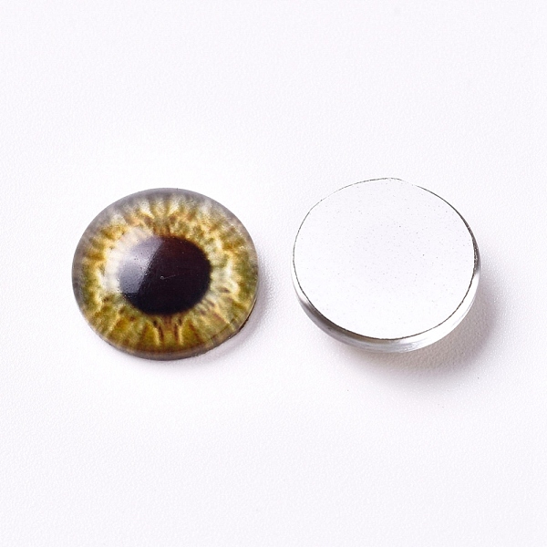 

PandaHall Glass Cabochons, Half Round/Dome with Animal Eye Pattern, Goldenrod, 19.9x6.3mm Glass Half Round Gold