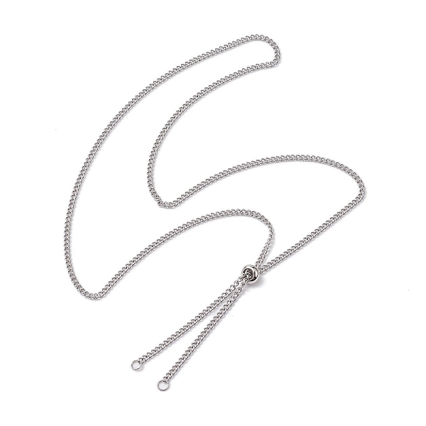 

PandaHall Adjustable 304 Stainless Steel Curb Chains Necklaces Making, with Slide Stopper Beads, Stainless Steel Color, 23.62 inch(60cm)...