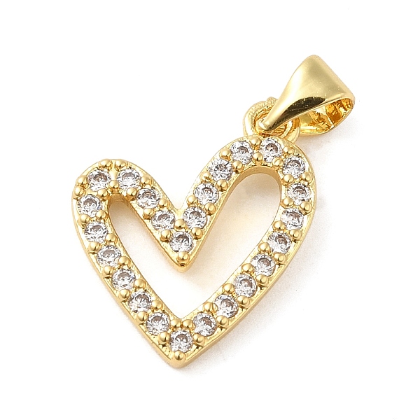 

PandaHall Rack Plating Brass Micro Pave Clear Cubic Zirconia Pendants, Long-Lasting Plated, Cadmium Free & Lead Free, Heart Charm, Real 18K...