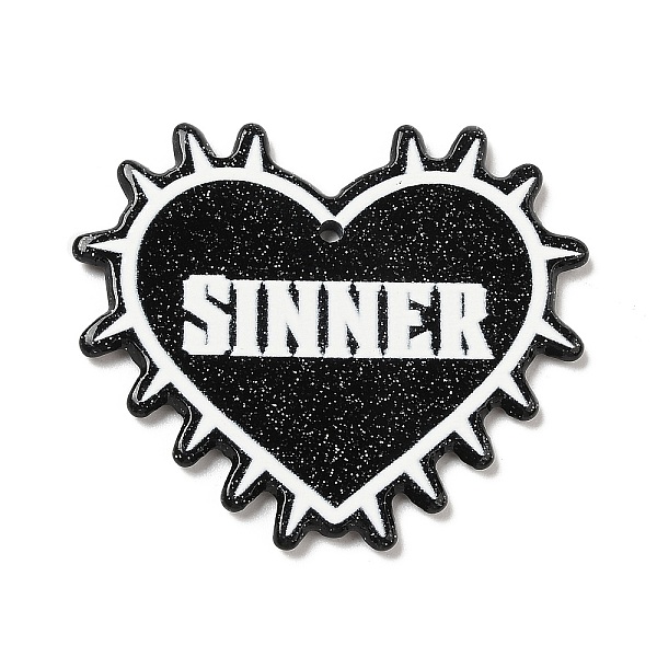 

PandaHall Halloween Themed Acrylic Pendants, Heart, 37x43x2mm, Hole: 1.5mm Acrylic Heart Black