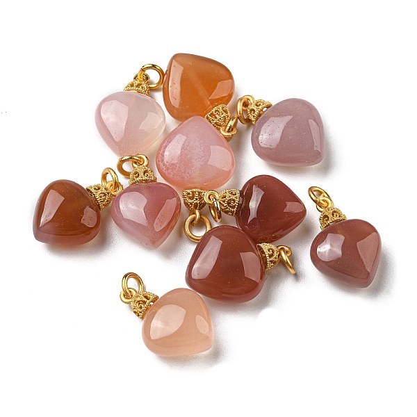 

PandaHall Natural Yanyuan Agate Pendants, Heart Charms with Brass Jump Rings, Matte Gold Color, 19x13.5x7.5mm, Hole: 2.8mm Natural Agate...