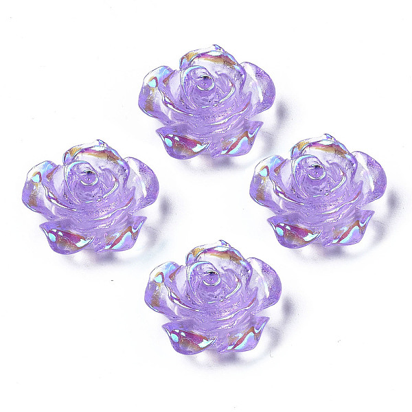 

PandaHall Transparent Resin Cabochons, AB Color Plated, Rose Flower, Medium Purple, 15x14x6mm Resin Flower