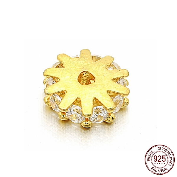 

PandaHall 925 Sterling Silver Spacer Beads, with Clear Cubic Zirconia, Flower, Real 18K Gold Plated, 6x2mm, Hole: 1.2mm Stainless Steel...