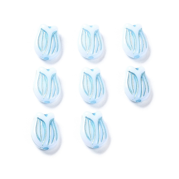 

PandaHall Plating Opaque Acrylic Beads, Metal Enlaced, Tulip, White, 16x11.5x7mm, Hole: 2mm, about 670pcs/500g Acrylic Flower White