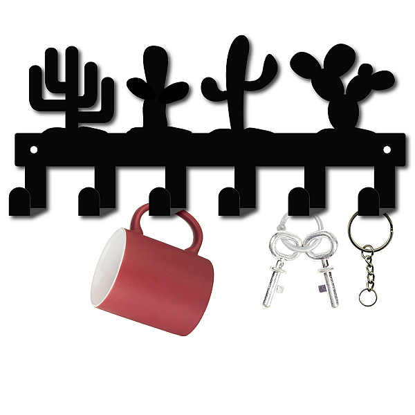 

PandaHall Iron Wall Mounted Hook Hangers, Decorative Organizer Rack with 6 Hooks, for Bag Clothes Key Scarf Hanging Holder, Cactus, Gunmetal...