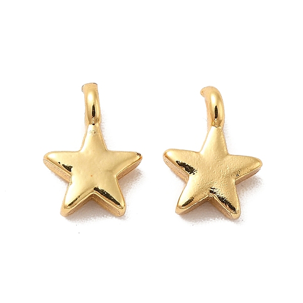 

PandaHall Rack Plating Brass Pendants, Star, Golden, 8x6x2mm, Hole: 1.2mm Brass Star