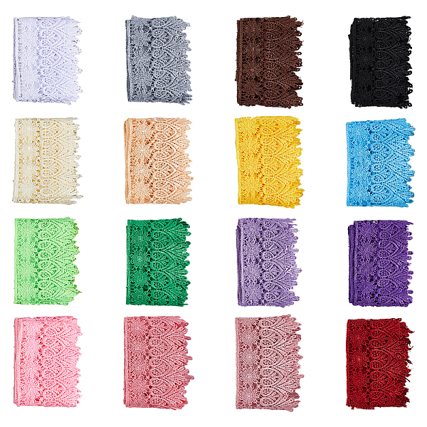 

PandaHall DICOSMETIC 16 Colors Guipure Lace Trim Floral Lace Trim Ribbon Wide Polyester Sewing Lace for Cloth Gift Wrapping DIY Projects and..., Multicolor