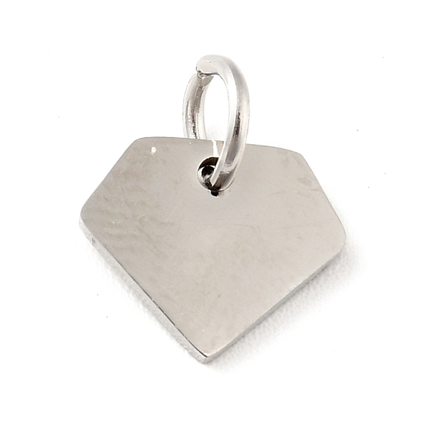 

PandaHall 201 Stainless Steel Pendants, with Jump Ring, Diamond Shaped, Stainless Steel Color, 8x9.5x1mm, Jump Ring: 5x0.8mm, 3.4mm Inner...