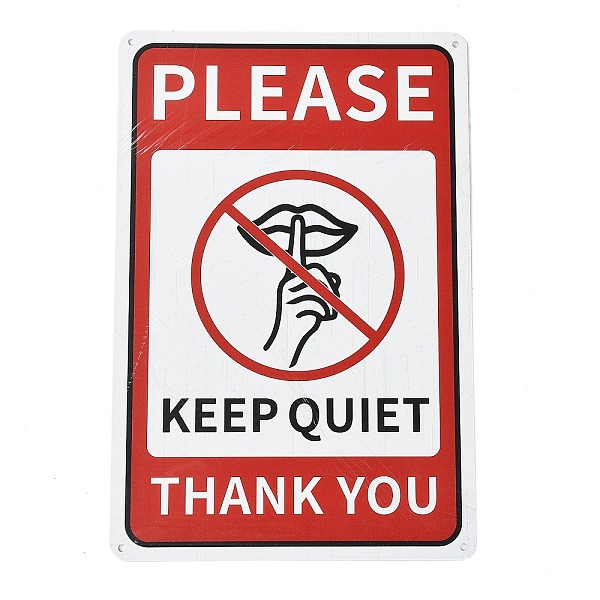

PandaHall (Defective Closeout Sale: Scratches), UV Protected & Waterproof Aluminum Warning Signs, PLEASE KEEP QUIET THANK YOU, Red...