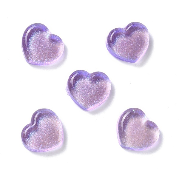 

PandaHall Transparent Resin Cabochons, with Glitter, Heart, Medium Purple, 18x19.5x6.5mm Resin Heart
