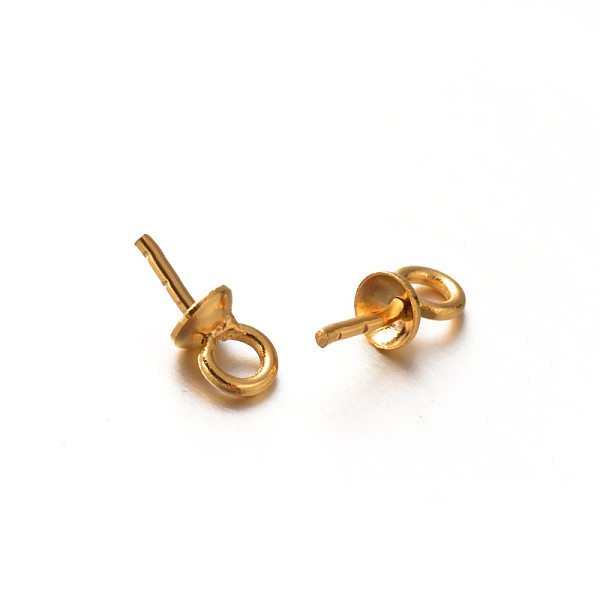 

PandaHall Golden Plated 201 Stainless Steel Cup Pearl Peg Bails Pin Pendants, For Half Drilled Beads Making, Golden, 6.5x3mm, Hole: 1.5mm...