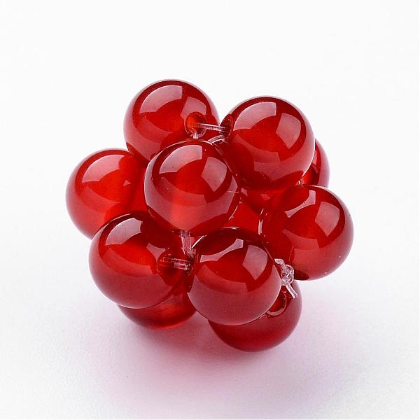 

PandaHall Natural Gemstone Woven Beads, Cluster Beads, with 12pcs 6mm Carnelian Round Beads, 18~19mm, Hole: 2x2mm, Beads: 6mm Carnelian..., Red