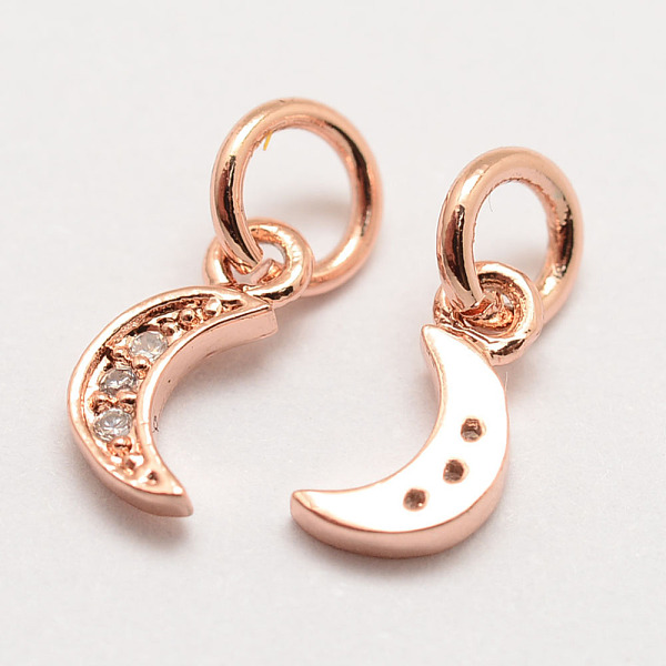 

PandaHall Brass Micro Pave Grade AAA Cubic Zirconia Charms, Long-Lasting Plated, Moon, Cadmium Free & Nickel Free & Lead Free, Real Rose...
