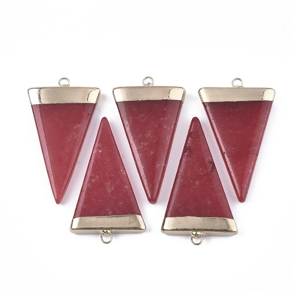 

PandaHall Electroplate Natural White Jade Big Pendants, with Iron Findings, Dyed, Triangle, Golden, 57~61x32~36x6~8mm, Hole: 3.5mm White...