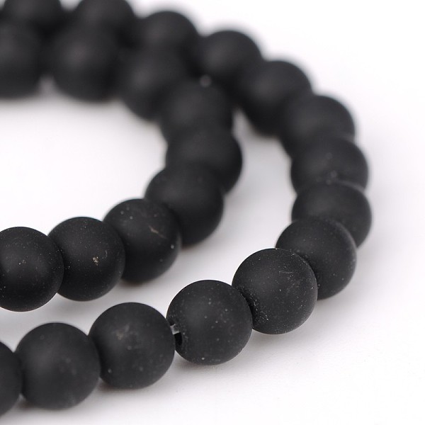 

PandaHall Frosted Natural Black Agate Round Beads Strands, Dyed & Heated, 8mm, Hole: 1mm, about 48pcs/strand, 15.1 inch Black Agate Round