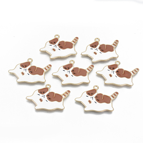 

PandaHall Light Gold Plated Alloy Enamel Pendants, Cadmium Free & Lead Free, Cat, Old Lace, 23x34.5x1.5mm, Hole: 2mm Alloy+Enamel Cat Shape