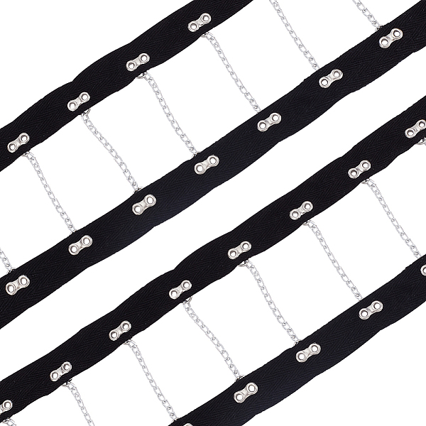 

PandaHall BENECREAT 2 Yards Steel Riveted Hook & Eye Tape with Iron Chain, Steam Punk Style Costume Edge Trimming, Black, 9x0.25cm Cloth...