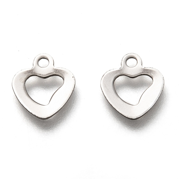 

PandaHall 201 Stainless Steel Charms, Hollow, Heart, Stainless Steel Color, 10x9x0.8mm, Hole: 1.2mm 201 Stainless Steel Heart