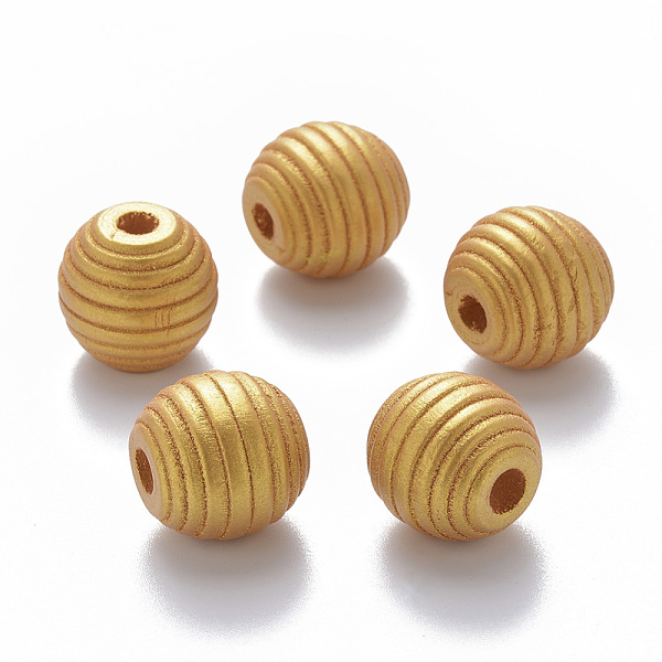 

PandaHall Painted Natural Wood Beehive European Beads, Large Hole Beads, Round, Gold, 18x17mm, Hole: 4.5mm Wood Round Gold
