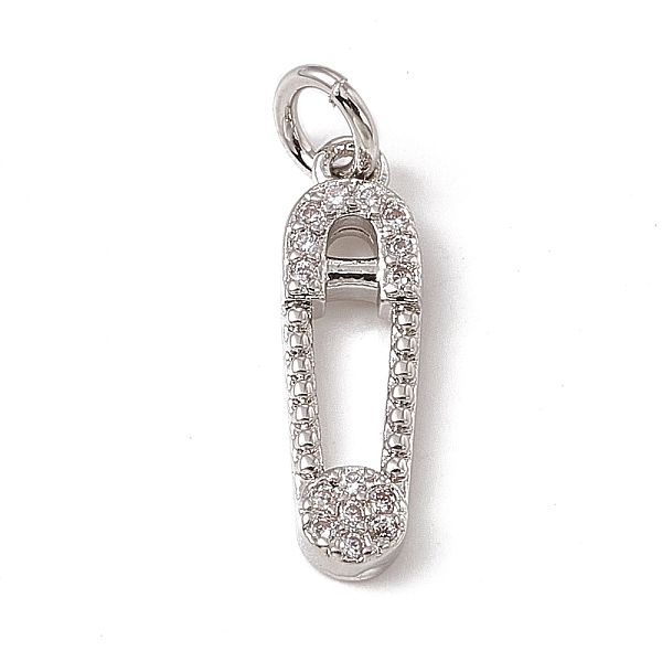 

PandaHall Brass Micro Pave Cubic Zirconia Pendants, with Jump Rings, Safety Pin Charm, Platinum, 16.5x5x2mm, Hole: 2.7mm Brass+Cubic..., Clear