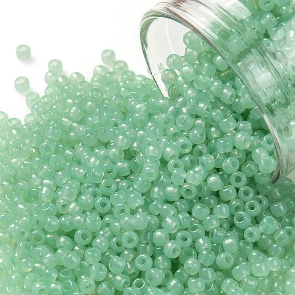 

PandaHall TOHO Round Seed Beads, Japanese Seed Beads, (1144) Milky Kiwi, 11/0, 2.2mm, Hole: 0.8mm, about 1110pcs/bottle, 10g/bottle Glass..., Green