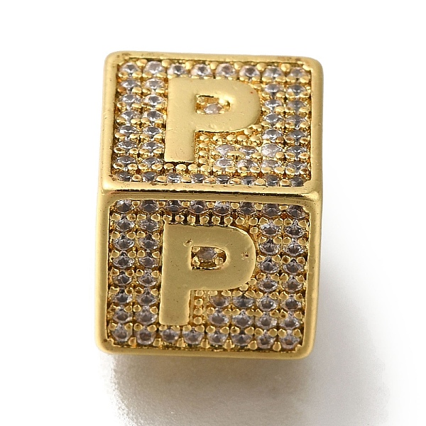 

PandaHall Brass Cubic Zirconia Beads, Letter P, Square, Letter P, 9.5x9.5x9.5mm, Hole: 6mm Brass+Cubic Zirconia Letter P
