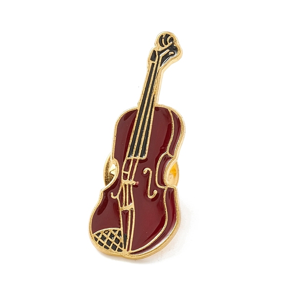

PandaHall Violin Enamel Pin, Musical Instrument Alloy Brooch for Backpack Clothes, Golden, Dark Red, 34x13x1.5mm, Pin: 1mm Alloy+Enamel