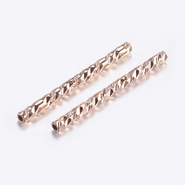 

PandaHall Brass Tube Beads, Tube, Faceted, Rose Gold, 19.5x1.5mm, Hole: 0.5mm Brass Tube