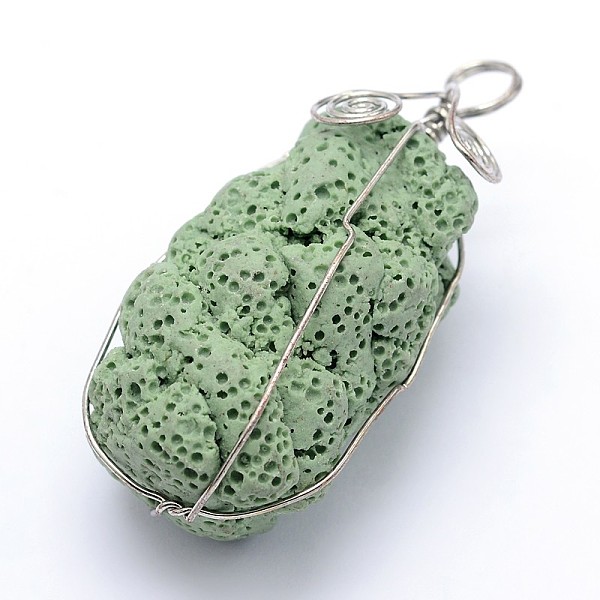 

PandaHall Irregular Synthetic Lava Rock Big Pendants, with Platinum Plated Brass Findings, Dyed, DarkSlate Blue, 61x26x27mm, Hole: 6.5mm...