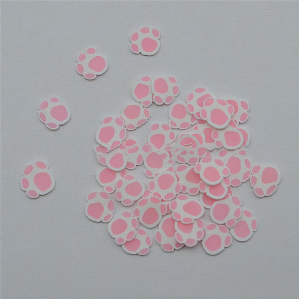 

PandaHall Handmade Polymer Clay Cabochons, Dog Paw, Pink, 5~6.5x5~6.5x6mm Polymer Clay Palm Pink