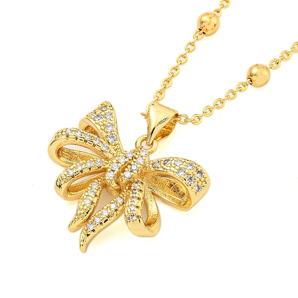 Brass Micro Pave Clear Cubic Zirconia Pendant Necklaces