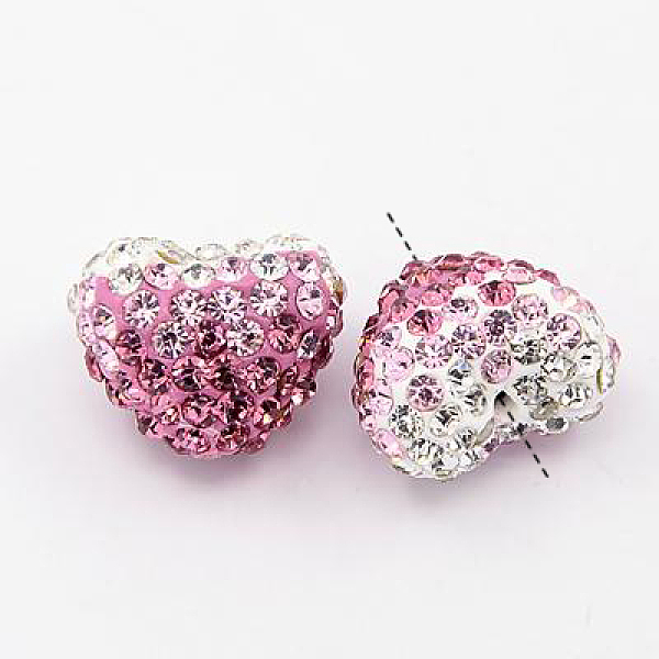 

PandaHall Polymer Clay Rhinestone Beads, Grade A, Heart, Light Rose, 13x15x11mm, Hole: 1mm Polymer Clay+Glass Rhinestone Heart Pink