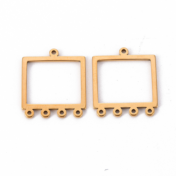 

PandaHall 201 Stainless Steel Chandelier Components Links, Rectangle, Laser Cut, Golden, 24.5x22.5x1mm, Hole: 1.4mm and 1mm 201 Stainless...