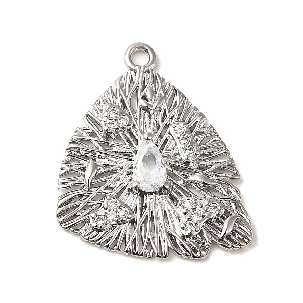 

PandaHall Rack Plating Brass Cubic Zirconia Pendants, Cadmium Free & Lead Free, Hollow Triangle, Platinum, 20x18x2.5mm, Hole: 1.4mm..., Clear