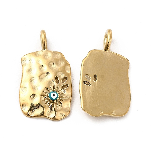 

PandaHall Vacuum Plating 201 Stainless Steel Enamel Pendants, Rectangle with Evil Eye Charm, Real 18K Gold Plated, 23x12.5x3mm, Hole: 3x2mm..., White
