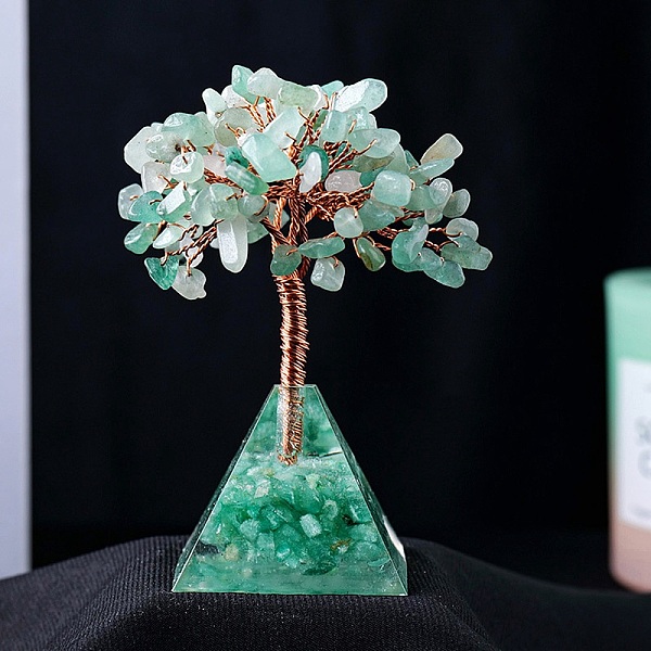

PandaHall Natural Green Aventurine Chips Tree Decorations, Gemstone Pyramid Base with Copper Wire Feng Shui Energy Stone Gift for Home...