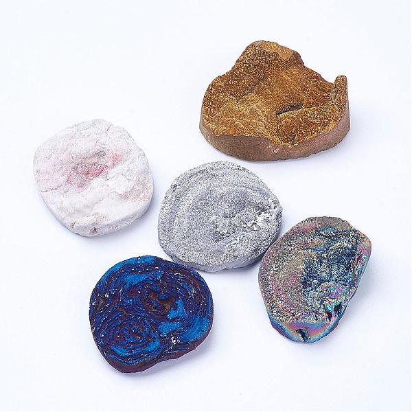 

PandaHall Electroplate Natural Druzy Agate Beads, No Hole/Undrilled, Nuggets, Mixed Color, 26~52x25~40x5~17mm Druzy Agate Nuggets Multicolor