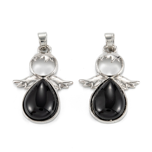 

PandaHall Synthetic Black Stone Pendants, with Platinum Tone Alloy Findings, Angel, 35x24.5x6mm, Hole: 6x5mm Black Stone Angel & Fairy